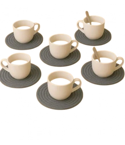 Generic Cotton Rope Drink Coasters 6 Pcs Set (Gray)