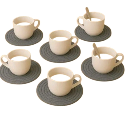 Generic Cotton Rope Drink Coasters 6 Pcs Set (Gray)