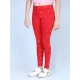 Generic Girl's Cotton Lycra Printed Elasticated Leggings (Red)