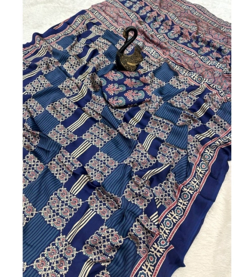 Generic Women's Gajji Soft Silk Printed Saree With Unstitched Blouse 5.5Mtr (Blue) Generic Women's Gajji Soft Silk Printed Saree With Unstitched Blouse 5.5Mtr (Blue)
