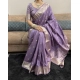 Generic Women's Satin Printed Saree With Unstitched Blouse 5.5Mtr (Purple)