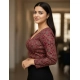 Generic Women's Ajrakh Cotton Printed V-Neck Padded Blouse (Maroon 38 Ready (Self Alterable 36–40) Generic Women's Ajrakh Cotton Printed V-Neck Padded Blouse (Maroon 38 Ready (Self Alterable 36–40)