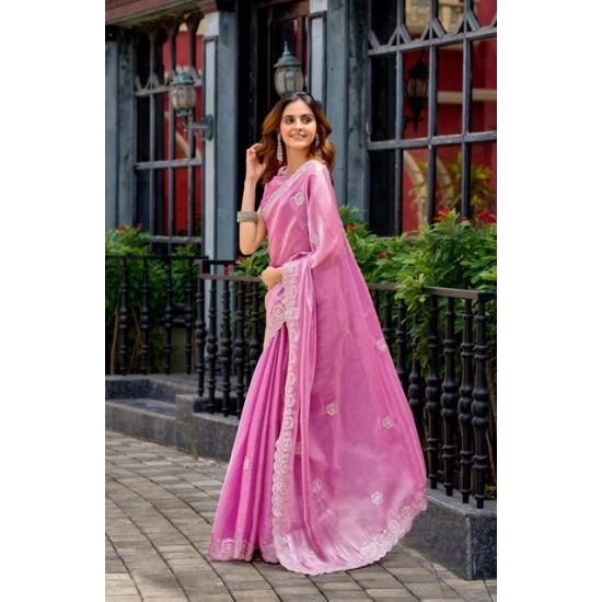 Generic Women's Faux Shimmer Geometric Ready to wear Saree With Unstitched Blouse 5.5Mtr (LightPink) Generic Women's Faux Shimmer Geometric Ready to wear Saree With Unstitched Blouse 5.5Mtr (LightPink)
