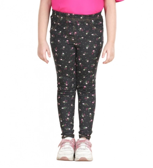 Generic Girl's Cotton Lycra Floral Elasticated Jeggings (Multicolor) Generic Girl's Cotton Lycra Floral Elasticated Jeggings (Multicolor)