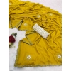Generic Women's Chiffon Butti Dotted Saree With Unstitched Blouse 5.5Mtr (Yellow)