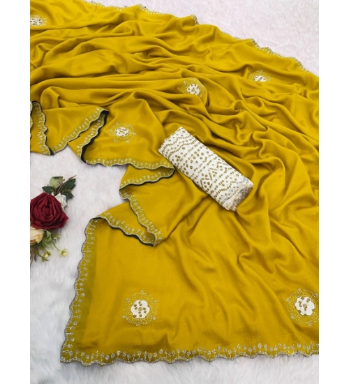 Generic Women's Chiffon Butti Dotted Saree With Unstitched Blouse 5.5Mtr (Yellow) Generic Women's Chiffon Butti Dotted Saree With Unstitched Blouse 5.5Mtr (Yellow)