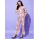 Generic Women's Polyester Floral 3-4th Sleeve Co-Ord Set (Multicolor) Generic Women's Polyester Floral 3-4th Sleeve Co-Ord Set (Multicolor)