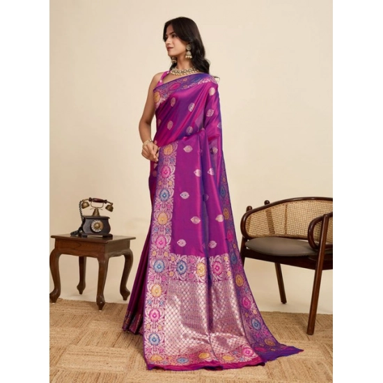 Generic Women's Faux_Banarasi_Silk Woven Saree With Unstitched Blouse 5.5Mtr (Magenta) Generic Women's Faux_Banarasi_Silk Woven Saree With Unstitched Blouse 5.5Mtr (Magenta)