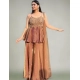 Generic Women's Silk Embroidered Sleeveless Round Kurti With Palazzo Pant and Dupatta Set (Brown) Generic Women's Silk Embroidered Sleeveless Round Kurti With Palazzo Pant and Dupatta Set (Brown)