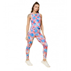 Generic Women's Polyester Lycra Printed Sleeveless Active Wear (Multicolor)