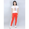 Generic Girl's Cotton Lycra Solid Elasticated Jeggings (Orange) Generic Girl's Cotton Lycra Solid Elasticated Jeggings (Orange)