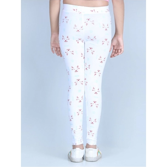 Generic Girl's Cotton Lycra Printed Elasticated Leggings (White) Generic Girl's Cotton Lycra Printed Elasticated Leggings (White)