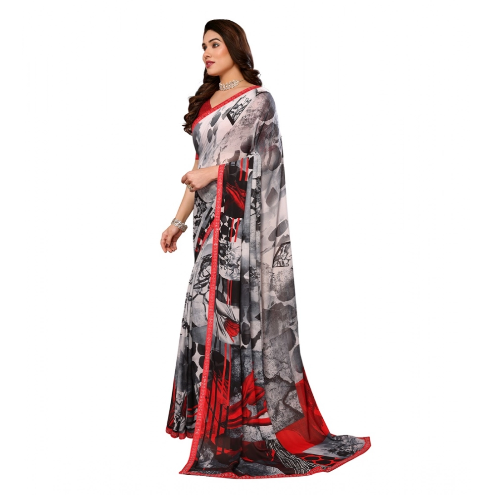 Generic Women's Georgette Printed Saree With Unstitched Blouse 5.5Mtr (Red) Generic Women's Georgette Printed Saree With Unstitched Blouse 5.5Mtr (Red)