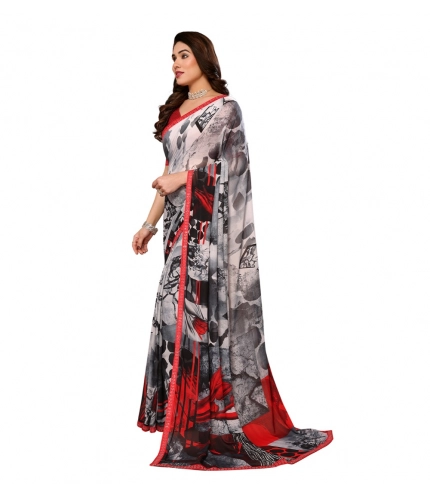 Generic Women's Georgette Printed Saree With Unstitched Blouse 5.5Mtr (Red) Generic Women's Georgette Printed Saree With Unstitched Blouse 5.5Mtr (Red)