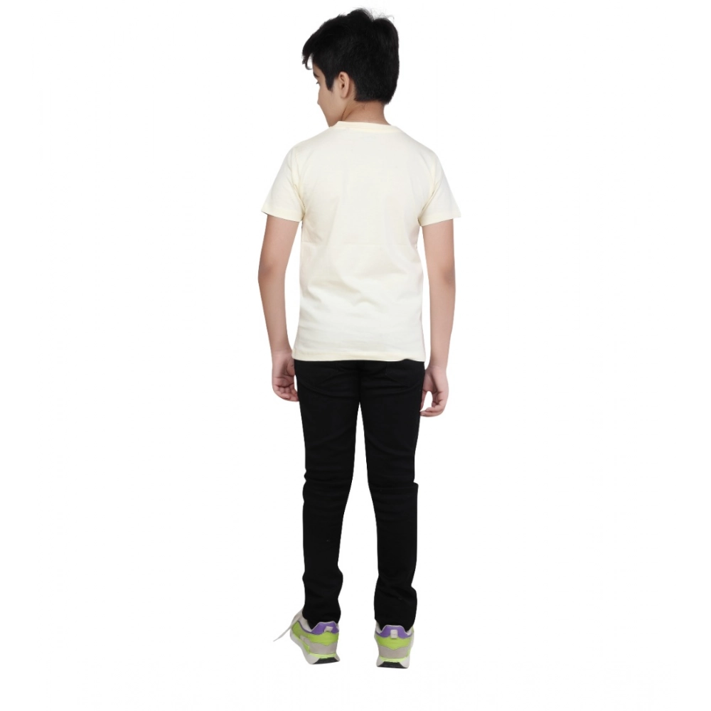 Generic Boy's Cotton Grapic Printed Round Neck T-Shirt (Beige ) Generic Boy's Cotton Grapic Printed Round Neck T-Shirt (Beige )