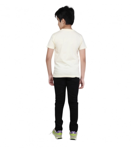 Generic Boy's Cotton Grapic Printed Round Neck T-Shirt (Beige )