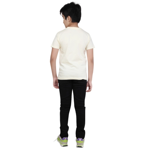 Generic Boy's Cotton Grapic Printed Round Neck T-Shirt (Beige )