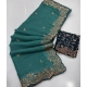 Generic Women's Star Georgette Embroidered Saree With Unstitched Blouse 5.5Mtr (Sea Green)