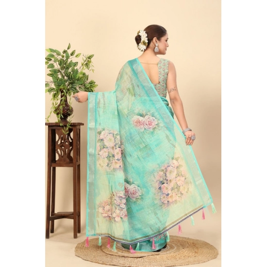 Generic Women's Cotton Silk Floral Printed Saree With Unstitched Blouse 5.5Mtr (Multicolor) Generic Women's Cotton Silk Floral Printed Saree With Unstitched Blouse 5.5Mtr (Multicolor)