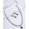 Generic Women's Brass Silver Plated Necklace set (Blue) Generic Women's Brass Silver Plated Necklace set (Blue)