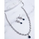 Generic Women's Brass Silver Plated Necklace set (Blue) Generic Women's Brass Silver Plated Necklace set (Blue)