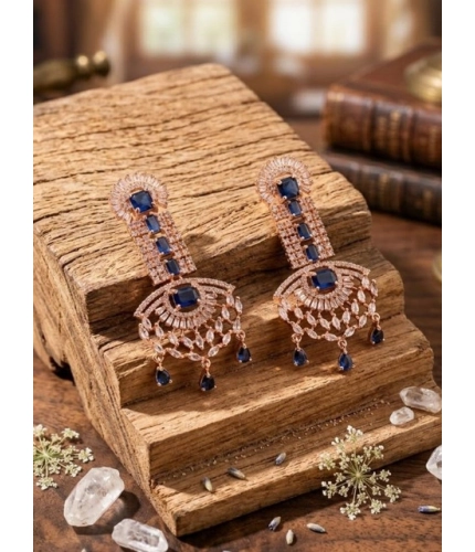 Generic Women's Brass Silver Plated Drop Earrings (Blue)