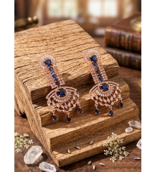 Generic Women's Brass Silver Plated Drop Earrings (Blue)