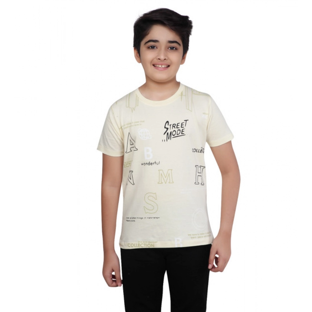 Generic Boy's Cotton Grapic Printed Round Neck T-Shirt (Beige ) Generic Boy's Cotton Grapic Printed Round Neck T-Shirt (Beige )