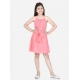 Generic Girl's Polyester Floral Short Sleeve Dress (Coral)