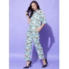 Generic Women's Polyester Floral 3-4th Sleeve Co-Ord Set (Multicolor)