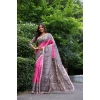 Generic Women's Faux_Tussar Ethnic_Print Saree With Unstitched Blouse 5.5Mtr (Pink)