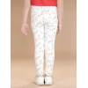 Generic Girl's Cotton Lycra Floral Elasticated Jeggings (White-Green) Generic Girl's Cotton Lycra Floral Elasticated Jeggings (White-Green)