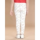 Generic Girl's Cotton Lycra Floral Elasticated Jeggings (White-Green) Generic Girl's Cotton Lycra Floral Elasticated Jeggings (White-Green)