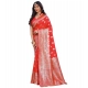 Generic Women's Jacquard Printed Saree With Unstitched Blouse 5.5Mtr (Red)