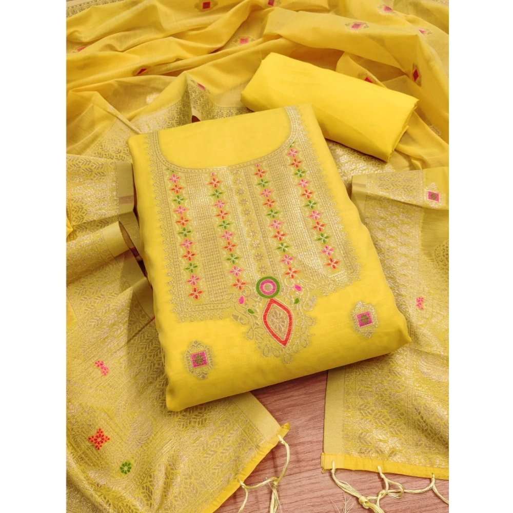 Generic Women's Banarasi Silk Printed Unstitched Salwar Suit Material With Dupatta (Yellow, 3Mtrs) Generic Women's Banarasi Silk Printed Unstitched Salwar Suit Material With Dupatta (Yellow, 3Mtrs)