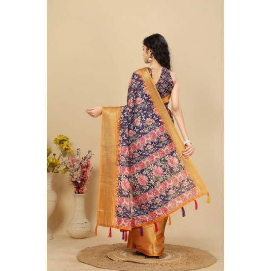Generic Women's Cotton Silk Floral Printed Saree With Unstitched Blouse 5.5Mtr (Purple) Generic Women's Cotton Silk Floral Printed Saree With Unstitched Blouse 5.5Mtr (Purple)