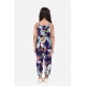 Generic Girl's Rayon Printed Sleeveless Jumpsuit (Blue-Multicolor)