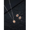Generic Women's Brass Silver Plated Pendant Set (Orange)