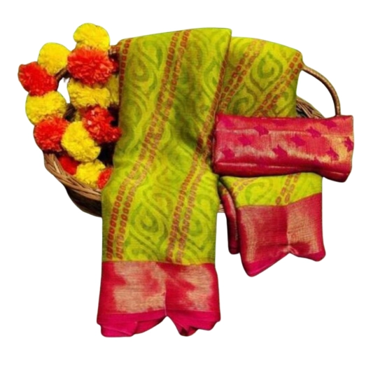 Generic Women's Brasso Printed Saree With Unstitched Blouse 5.5Mtr (Green) Generic Women's Brasso Printed Saree With Unstitched Blouse 5.5Mtr (Green)