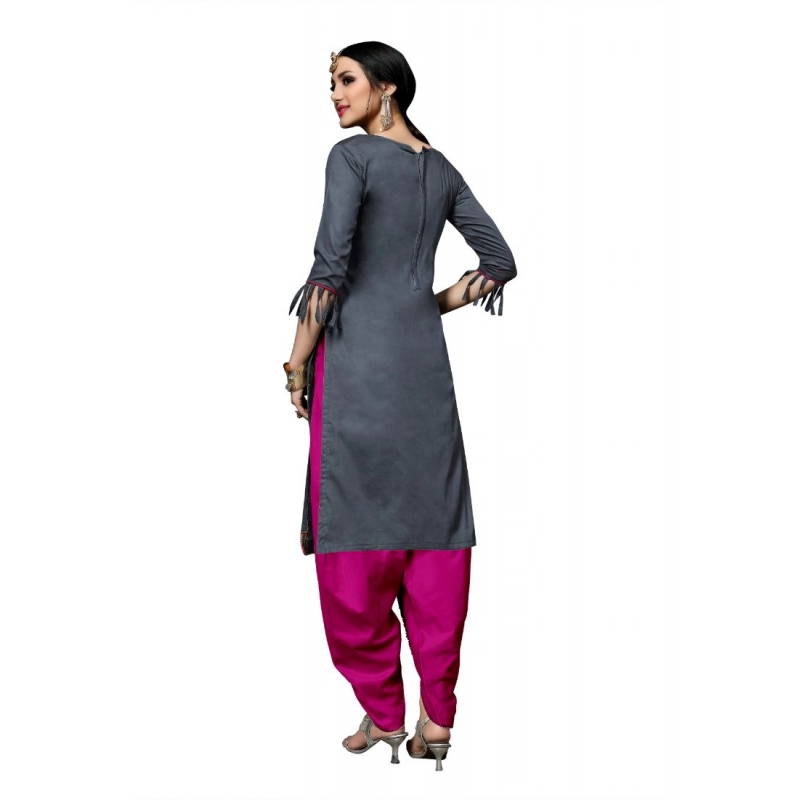 Women's Cotton Unstitched Salwar-Suit Material With Dupatta (Grey, 2-2.5mtrs) Women's Cotton Unstitched Salwar-Suit Material With Dupatta (Grey, 2-2.5mtrs)