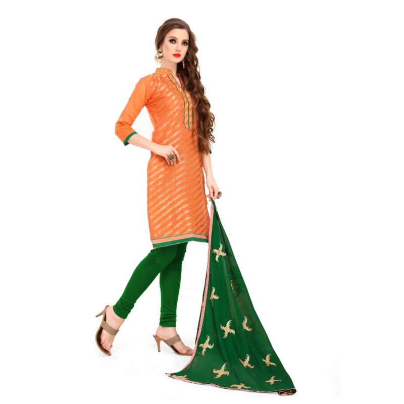 Women's Banarasi Jacquard Unstitched Salwar-Suit Material With Dupatta (Oranage, 2-2.5mtrs) Women's Banarasi Jacquard Unstitched Salwar-Suit Material With Dupatta (Oranage, 2-2.5mtrs)