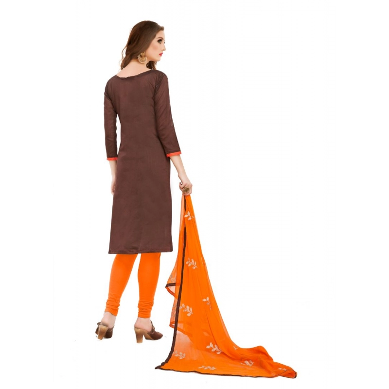 Women's Banarasi Jacquard Unstitched Salwar-Suit Material With Dupatta (Brown, 2-2.5mtrs) Women's Banarasi Jacquard Unstitched Salwar-Suit Material With Dupatta (Brown, 2-2.5mtrs)