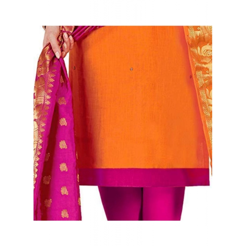 Women's Slub Cotton Unstitched Salwar-Suit Material With Dupatta (Orange, 2 Mtr) Women's Slub Cotton Unstitched Salwar-Suit Material With Dupatta (Orange, 2 Mtr)