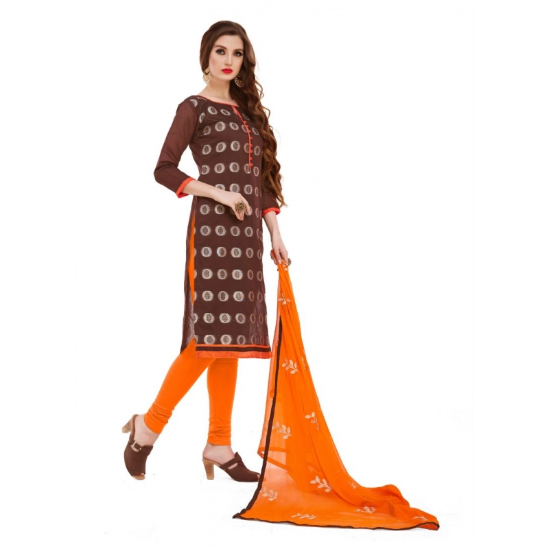 Women's Banarasi Jacquard Unstitched Salwar-Suit Material With Dupatta (Brown, 2 Mtr) Women's Banarasi Jacquard Unstitched Salwar-Suit Material With Dupatta (Brown, 2 Mtr)