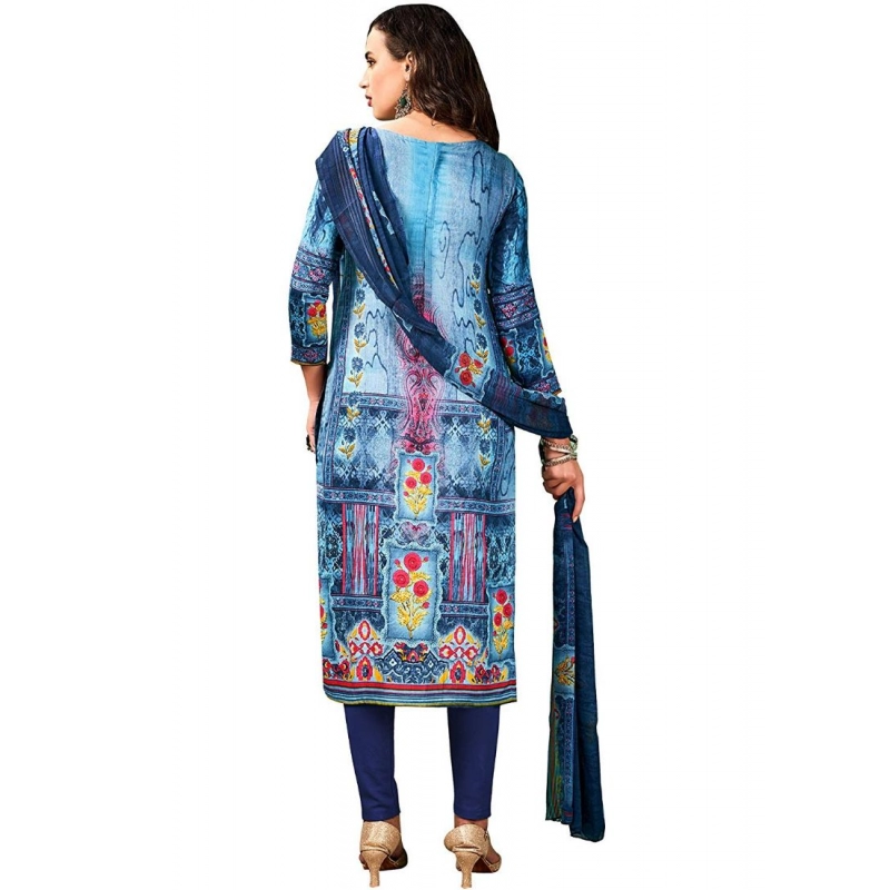 Women's Cotton Unstitched Salwar-Suit Material With Dupatta (Blue, 2.5 Mtr) Women's Cotton Unstitched Salwar-Suit Material With Dupatta (Blue, 2.5 Mtr)