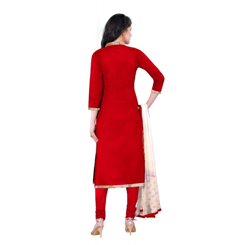 Women's Cotton Unstitched Salwar-Suit Material With Dupatta (Red, 2.20 Mtr) Women's Cotton Unstitched Salwar-Suit Material With Dupatta (Red, 2.20 Mtr)