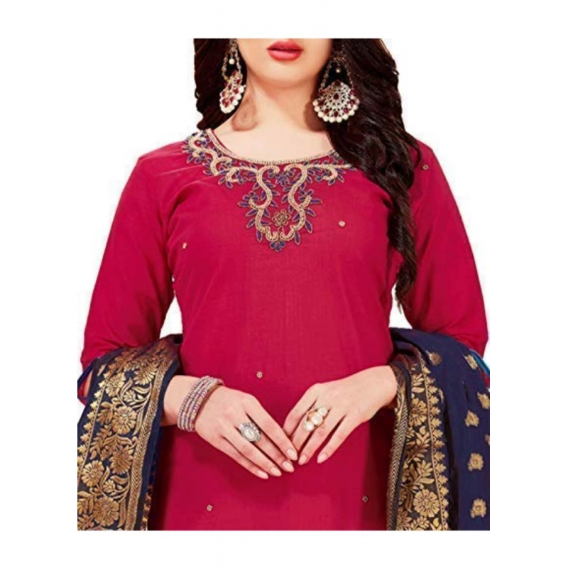 Women's Slub Cotton Unstitched Salwar-Suit Material With Dupatta (Magenta, 2 Mtr) Women's Slub Cotton Unstitched Salwar-Suit Material With Dupatta (Magenta, 2 Mtr)