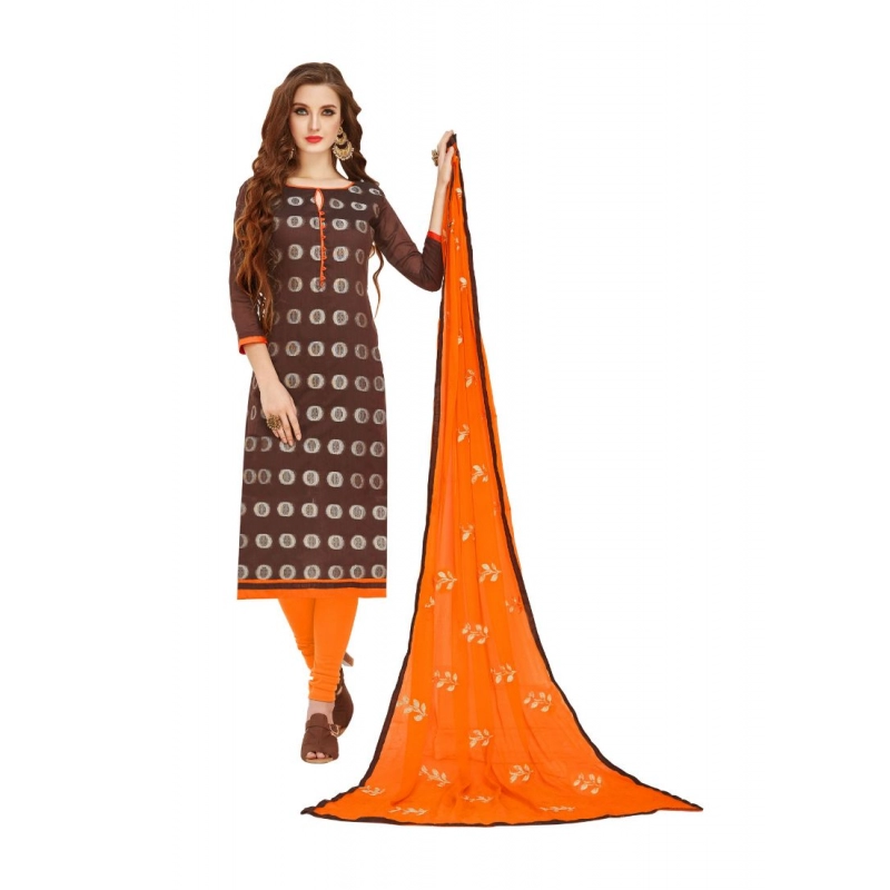 Women's Banarasi Jacquard Unstitched Salwar-Suit Material With Dupatta (Brown, 2 Mtr) Women's Banarasi Jacquard Unstitched Salwar-Suit Material With Dupatta (Brown, 2 Mtr)