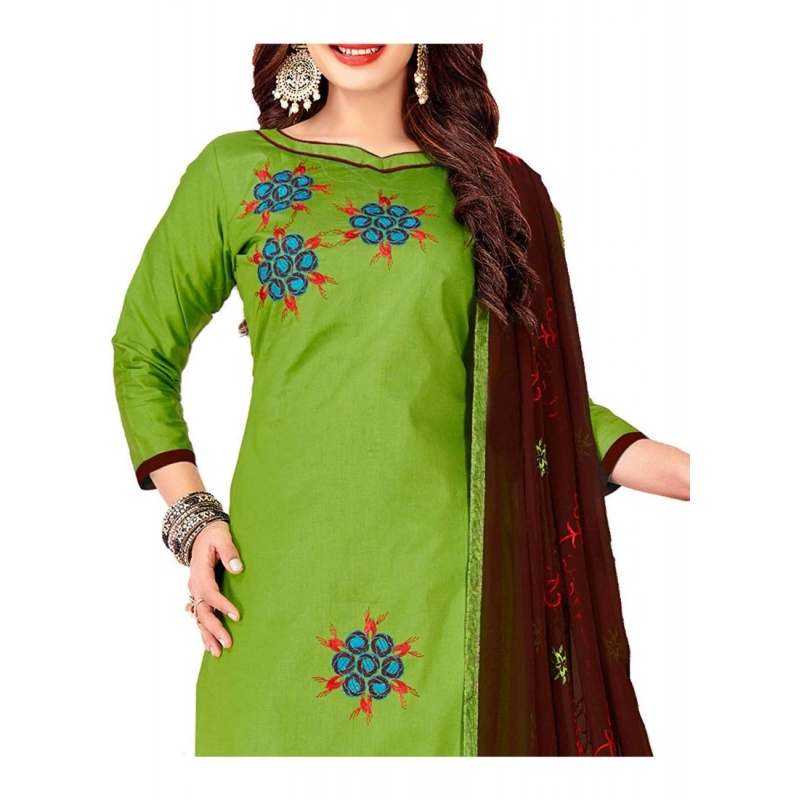 Women's Glaze Cotton Unstitched Salwar-Suit Material With Dupatta (Green, 2 Mtr) Women's Glaze Cotton Unstitched Salwar-Suit Material With Dupatta (Green, 2 Mtr)