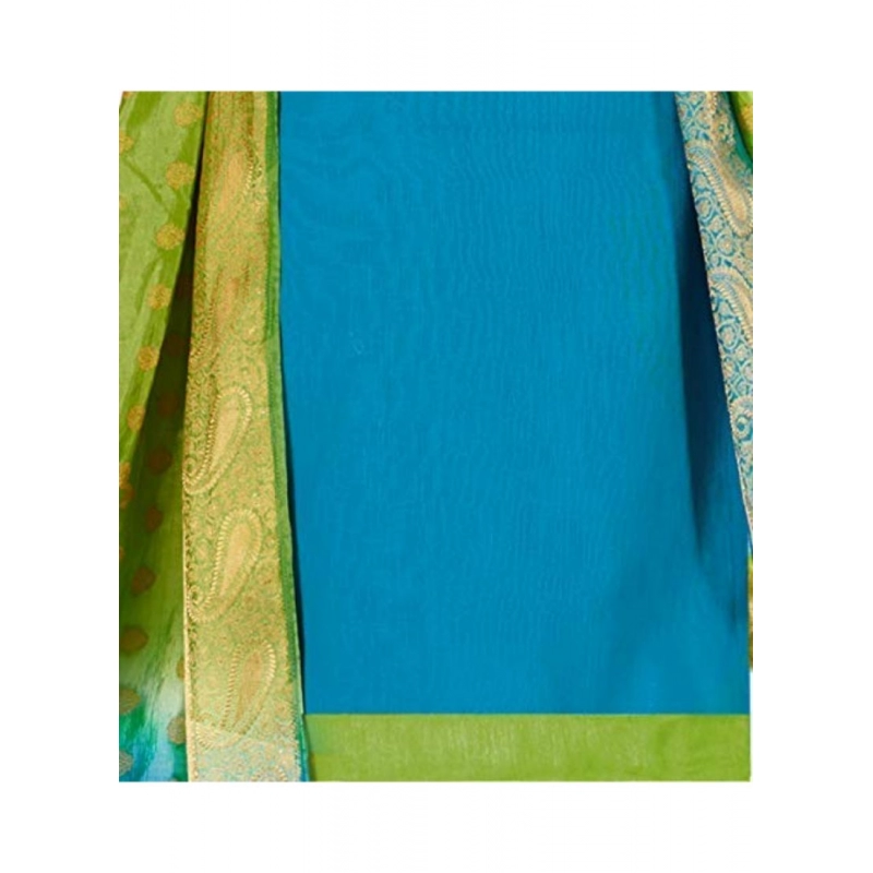 Women's Slub Cotton Unstitched Salwar-Suit Material With Dupatta (Sky Blue, 2 Mtr)